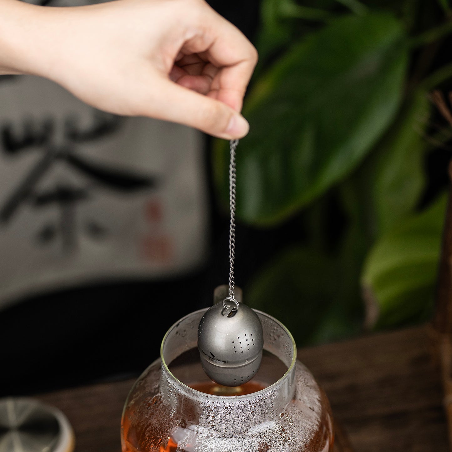 Boundless Voyage Ultralight Titanium Tea Ball Infuser with Extended Chain, Fine Mesh Strainer for Loose Tea & Spices, Reusable Filter for Mugs Teapots Home Kitchen Teaware Ti3207A