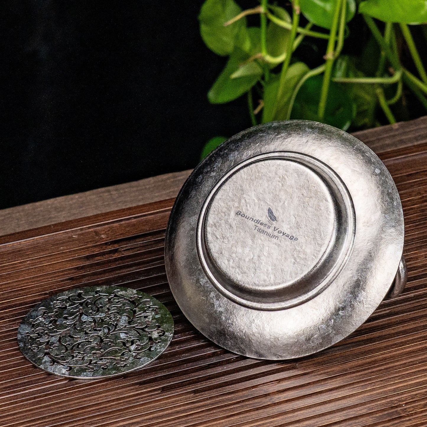 Boundless Voyage Titanium Tea Tray, Hollow Out Detachable Heat Insulation Anti-scald, Multipurpose Water Storage Drain Tray for Kung Fu Tea Home Kitchen Office Camping Ti3201D