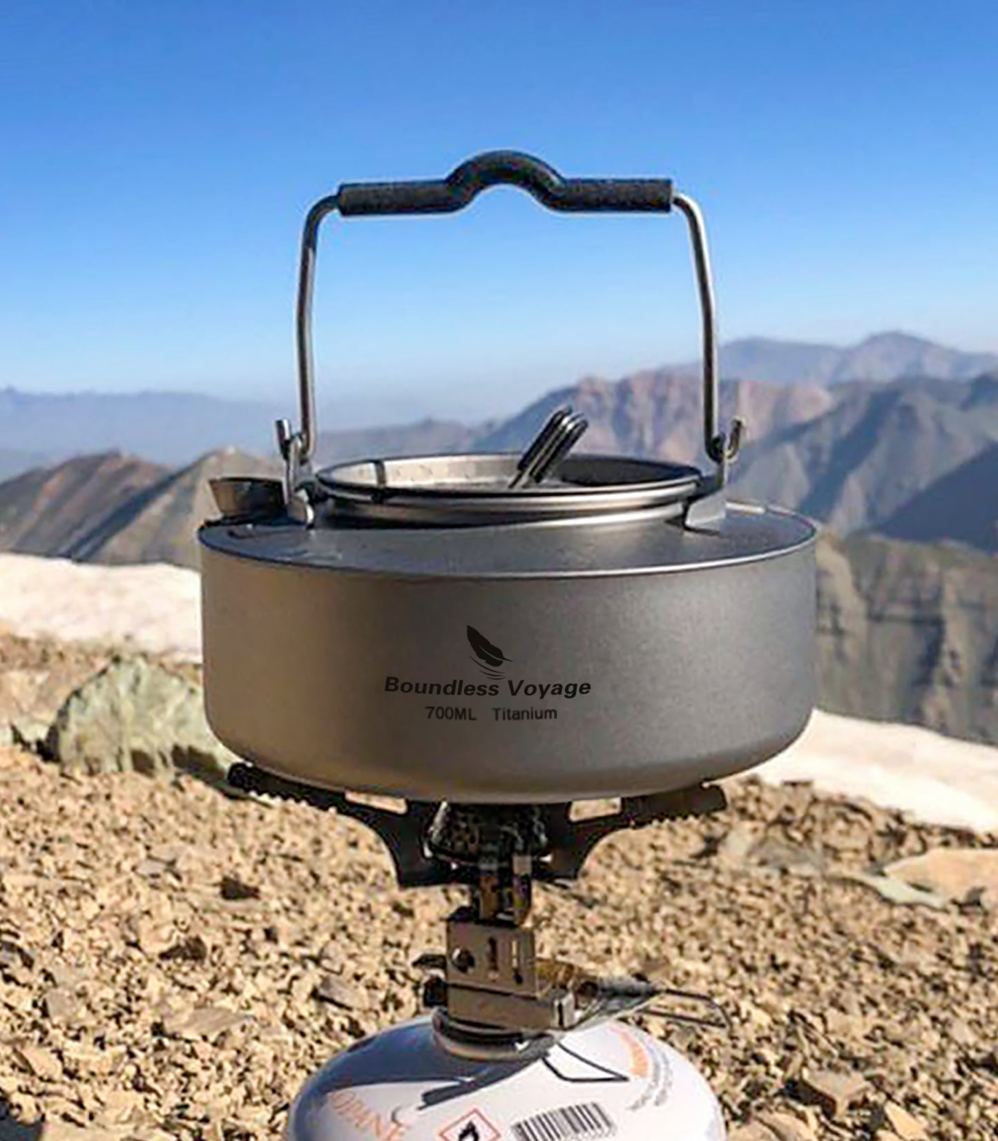 Boundless Voyage Titanium 700 ml Wasserkocher mit Klappgriff Outdoor Camping Ultraleichter tragbarer Teekessel Teekanne Ti3100D