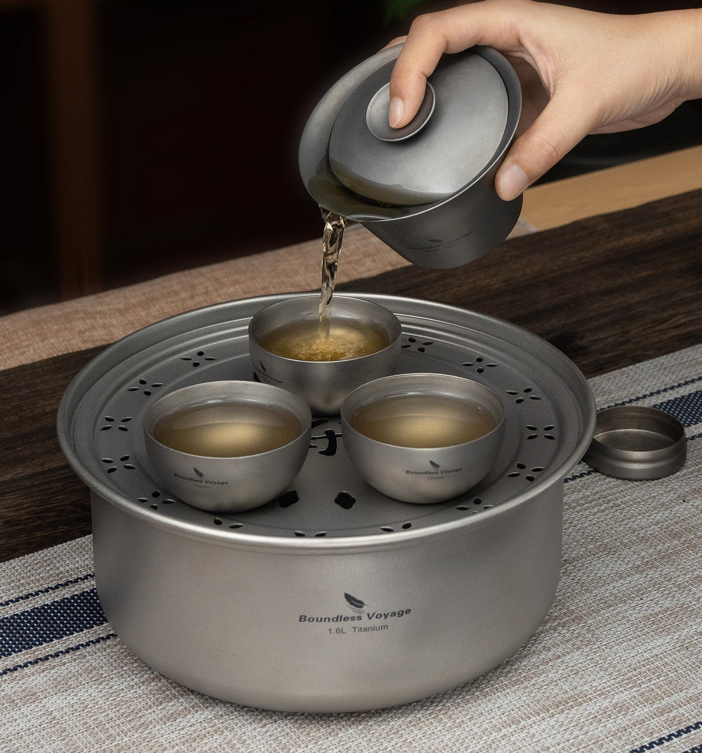 Boundless Voyage Titanium Portable Kung Fu Tea Tray, Portable Tea Saucer Compact Tea Board for Travel Camping Car Trip Ti3213D