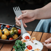 Boundless Voyage Titanium Spork 3-in-1 Fork, Spoon, Knife Cutlery Combo Ultra Lightweight Camping Utensil Ti1064T