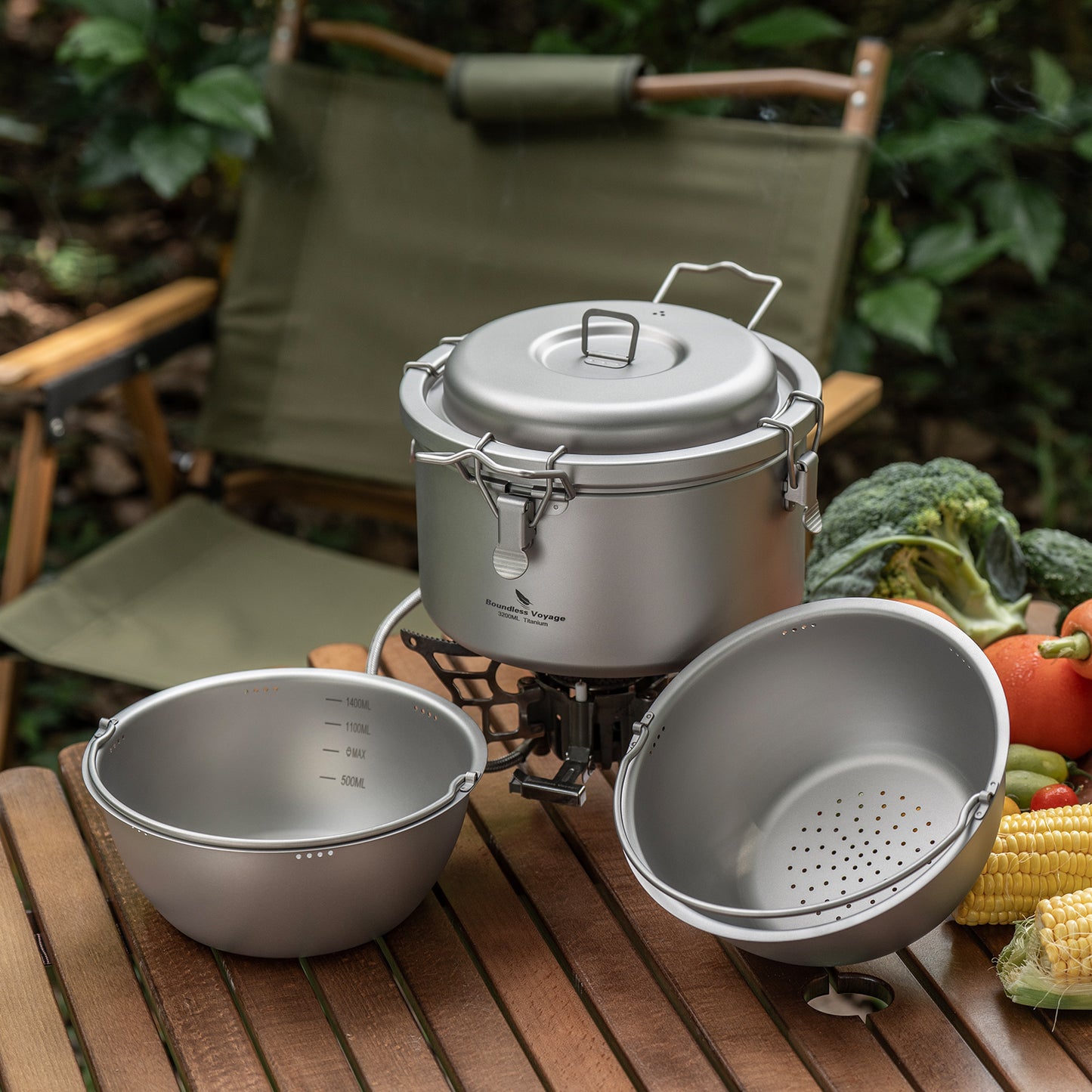 Boundless Voyage Titanium Camping Pot Multifunctional Cooker Ultralight Rice Cooker for Outdoor, Hiking, Travelling Ti2088C-Ti2092C