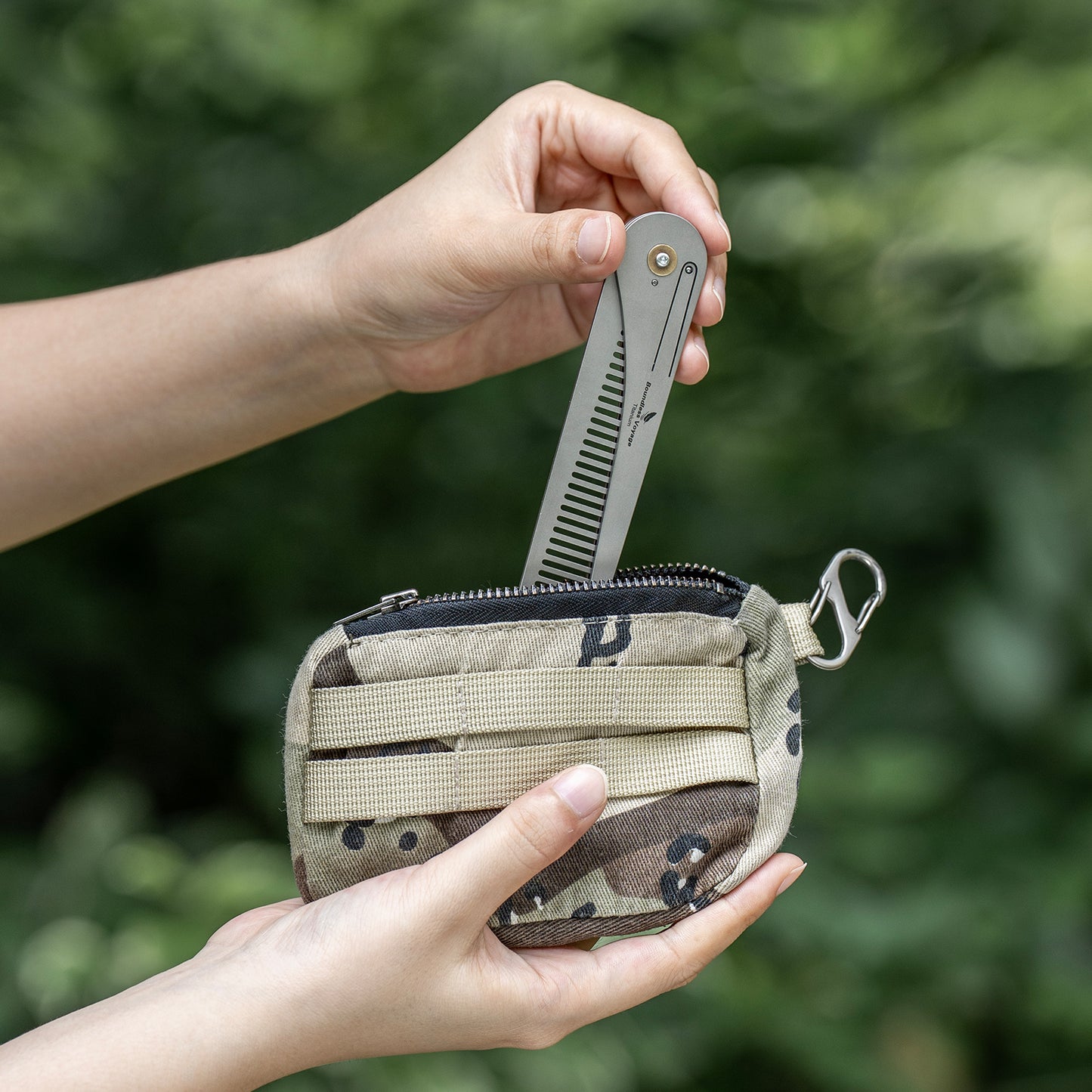 Boundless Voyage Titanium Foldable Comb, Ultralight Compact Folding Pocket Hair Comb for Outdoor Camping, Travel, Hiking and Daily‑Carry Ti9011A