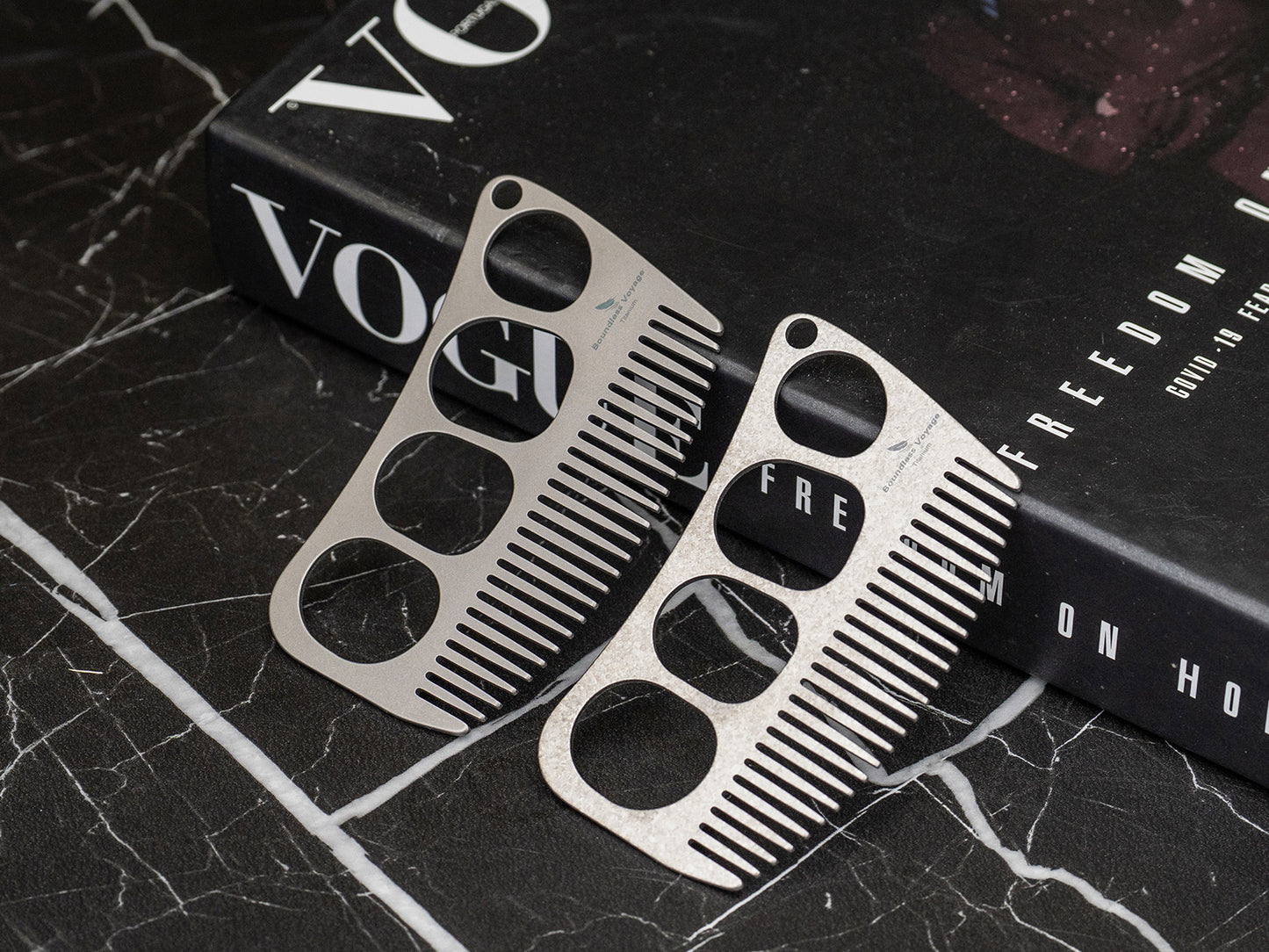 Boundless Voyage Titanium Crescent Comb, Unisex Hair & Beard Grooming Comb for Household Daily Use and Travel Carry