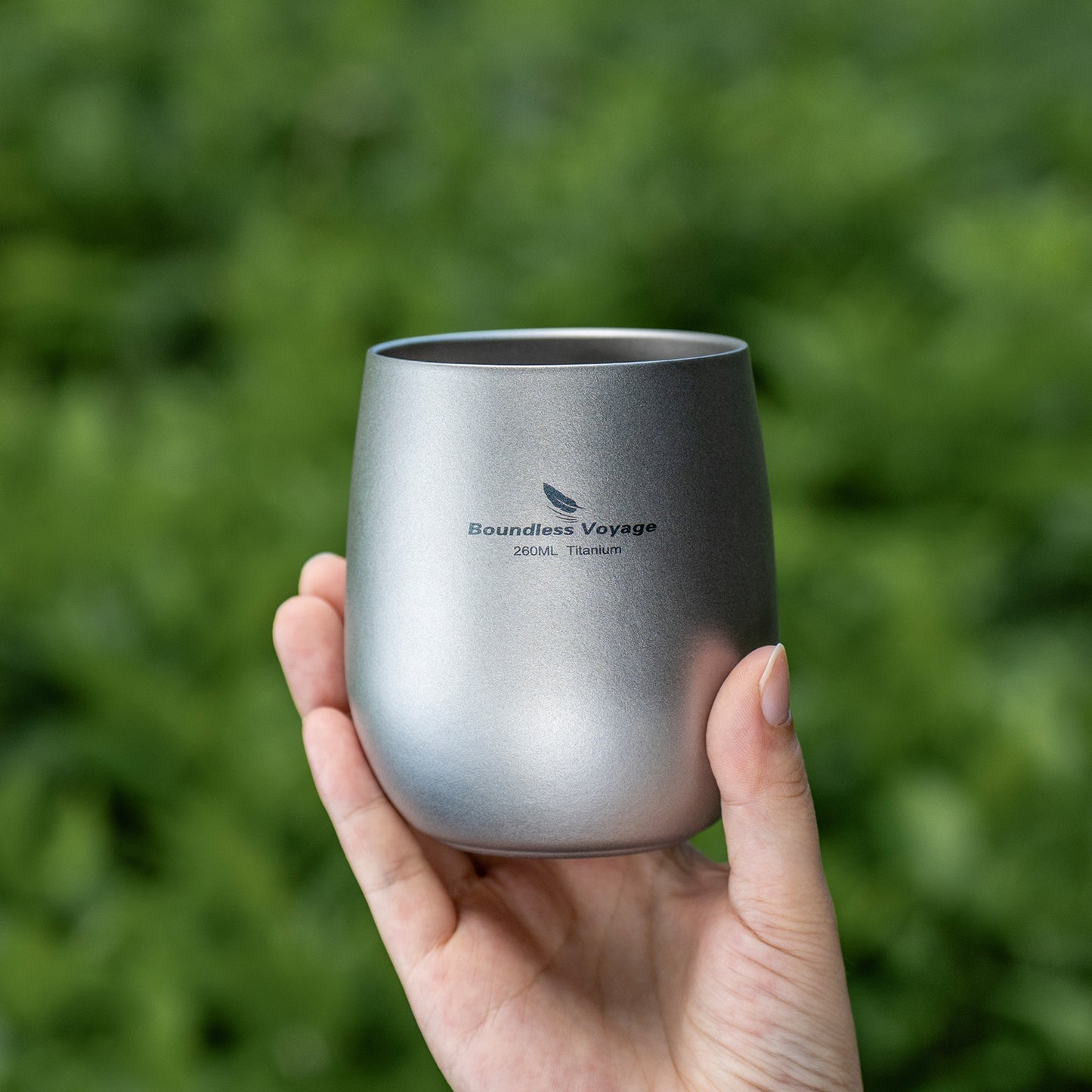 Boundless Voyage 260ML Titanium Double-Walled Egg Shaped Cup, Ice Crystal High-Temp Crystalline Texture Insulated Tea Coffee Mug, Ultralight Portable Drinkware for Camping, Travel & Daily Home Use Ti3084D