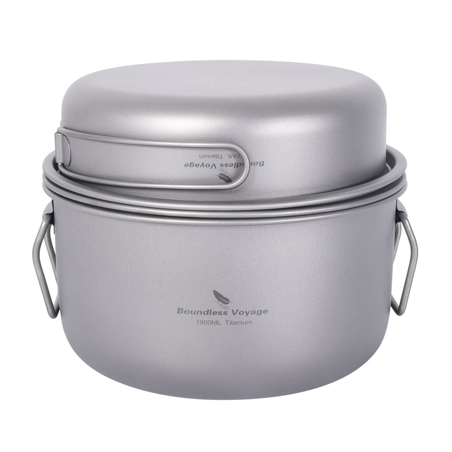 Boundless Voyage Multifunctional Titanium Cookware Set, 1900ml Soup Stockpot + 900ml Frying Pan with Lid & Tea Tray, Portable Outdoor Camping Mess Kit Ti2057C