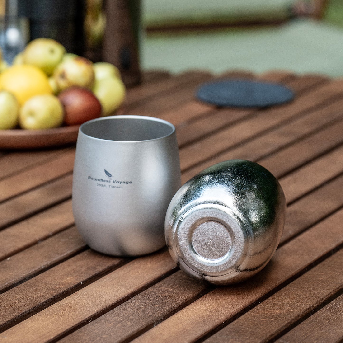 Boundless Voyage 260ML Titanium Double-Walled Egg Shaped Cup, Ice Crystal High-Temp Crystalline Texture Insulated Tea Coffee Mug, Ultralight Portable Drinkware for Camping, Travel & Daily Home Use Ti3084D