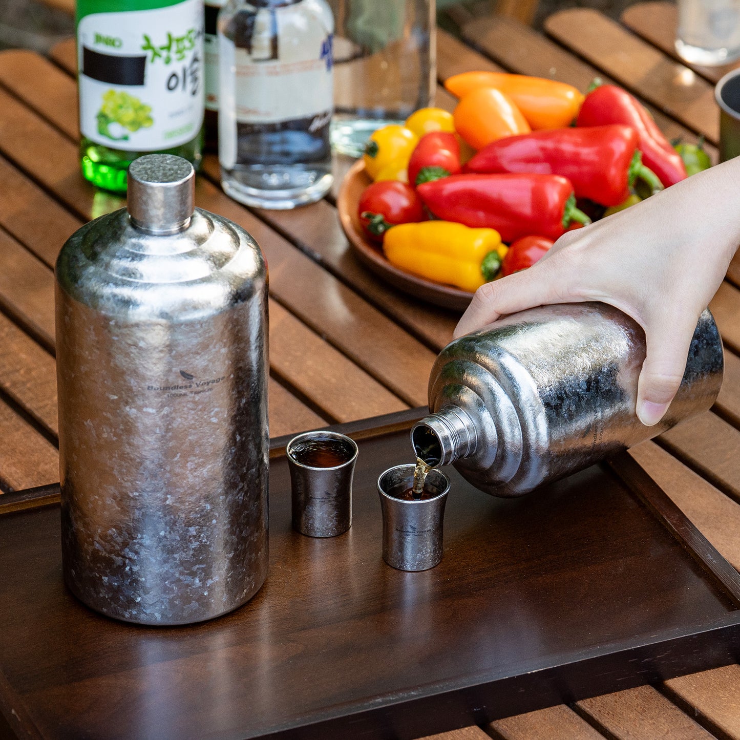 Boundless Voyage Pure Titanium Wine Flask 500ml/1000ml Whiskey Bottle Leakproof Portable Liquor Spirit Flask for Outdoor & Travel, Camping, Hiking for Men, Coating Free, Narrow-Mouth Ti3268D-Ti3269D