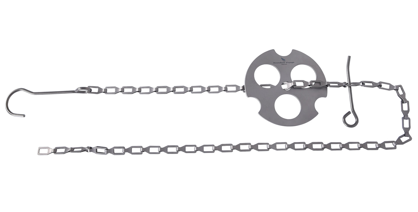 Boundless Voyage Titanium Hanging Chain with Hooks & Fixed-Loop, Multi-Purpose Hanging Accessory for Pot Cup Grill, Bird Feeders, Hanging Basket, Outdoor Camping & Indoor Garden Ti9012O