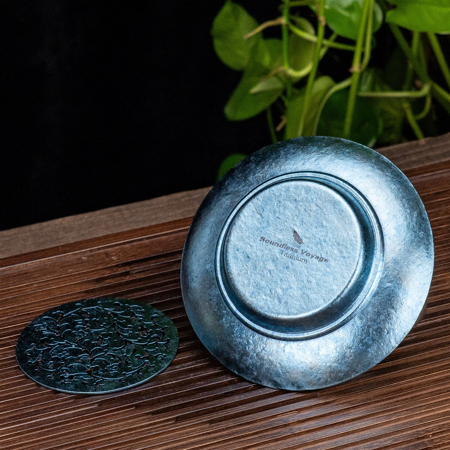 Boundless Voyage Titanium Tea Tray, Hollow Out Detachable Heat Insulation Anti-scald, Multipurpose Water Storage Drain Tray for Kung Fu Tea Home Kitchen Office Camping Ti3201D
