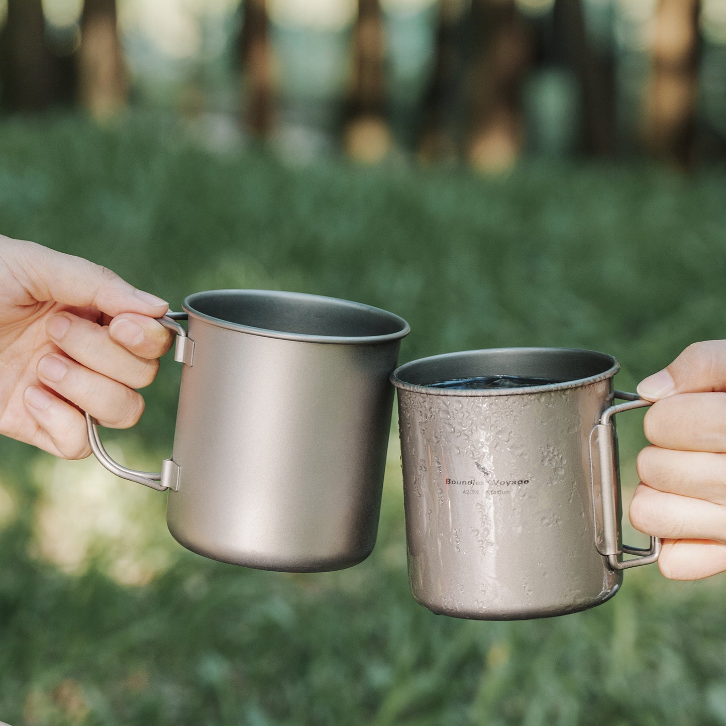 Boundless Voyage Titanbecher mit Deckel Camping-Geschirr für 1 Person 420 ml
