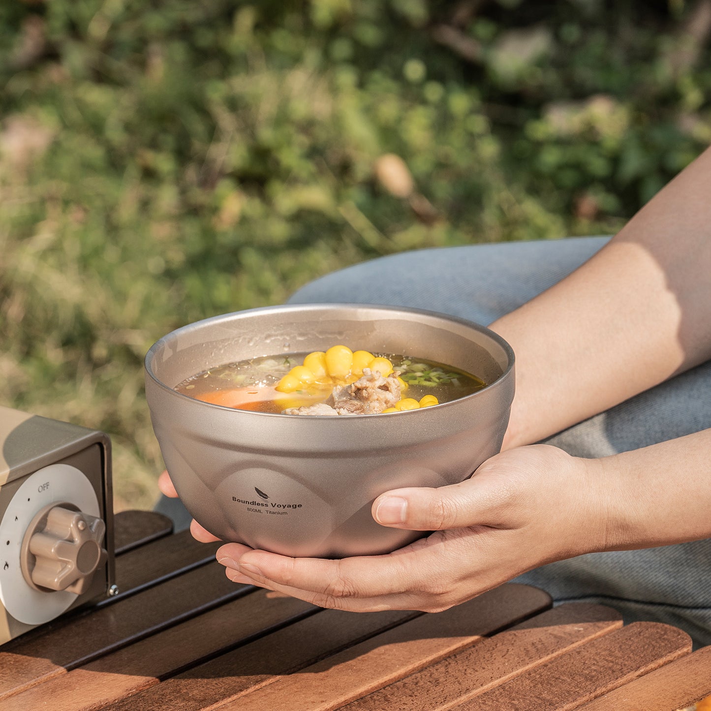 Boundless Voyage 500 ml / 800 ml Titan-Doppelwand-Schale, Reise- und Campinggeschirr, ultraleicht, langlebig, tragbar, für Reis, Suppe, Haferflocken, Joghurt, Ti1171T-Ti1173T