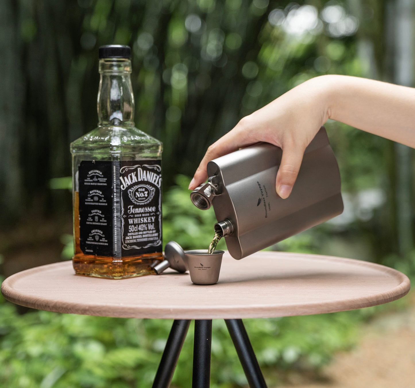 Boundless Voyage Titanium Hip Flask 180ml / 240ml Rust-Free Ultralight Small Liquor Flask Bottle for Whiskey Vodka Wine Outdoor Portable Travel Outdoor Ti3071D / Ti3072D/ Ti3073D