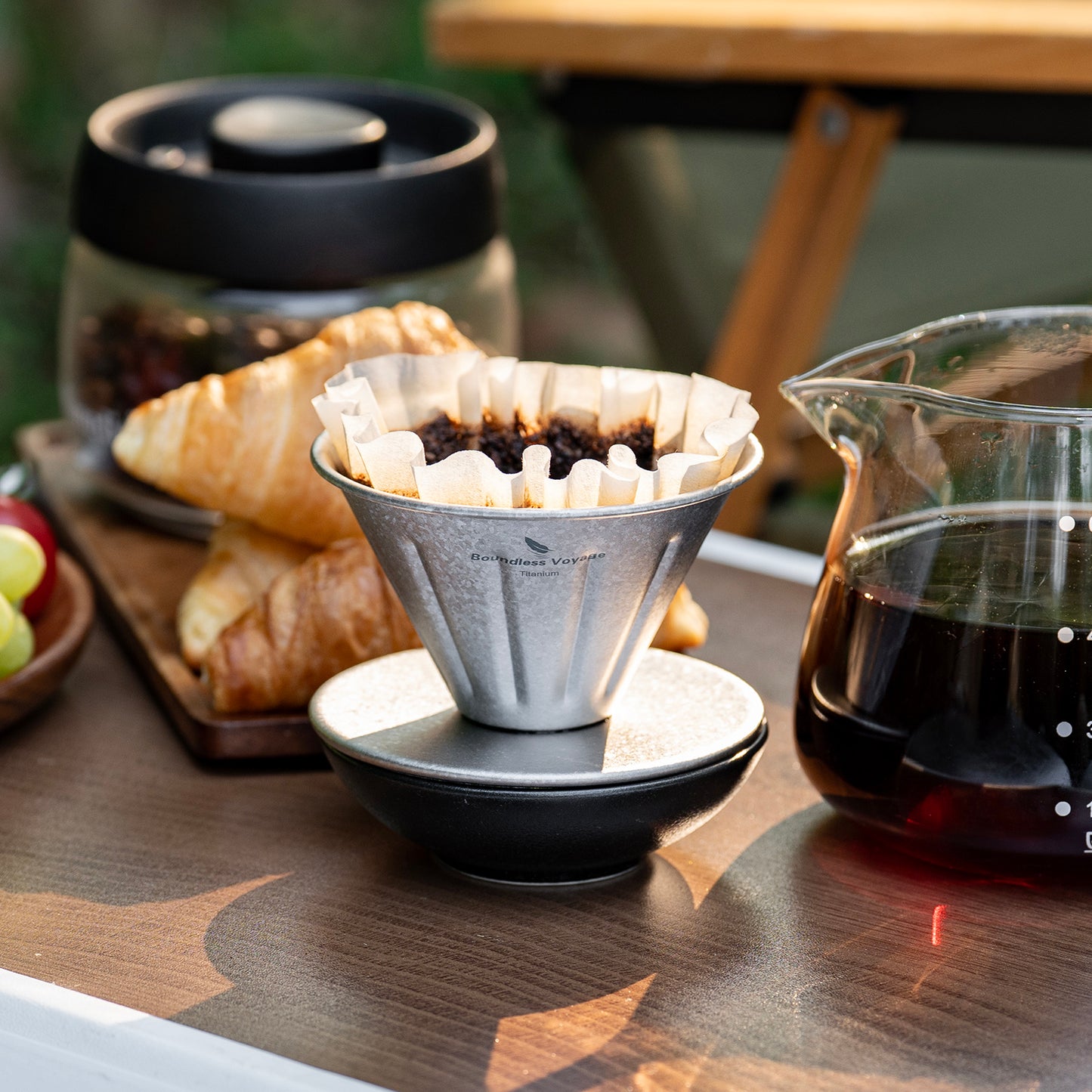 Boundless Voyage Titanium Pour Over Coffee Dripper | Reusable Cone Coffee Strainer Filter, 1-2 Cup Single Serve Coffee Brewer for Travel Camping Home Ti6005P