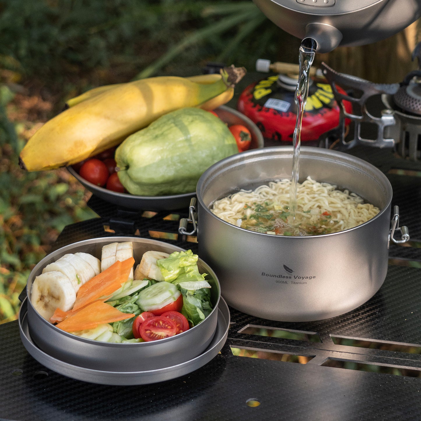 Boundless Voyage Outdoor Titanium Lunch Box Salad Soup Bowl with Lid Daily Separated Multi-layer Office Worker Bento Box Uncoated Ti1095T