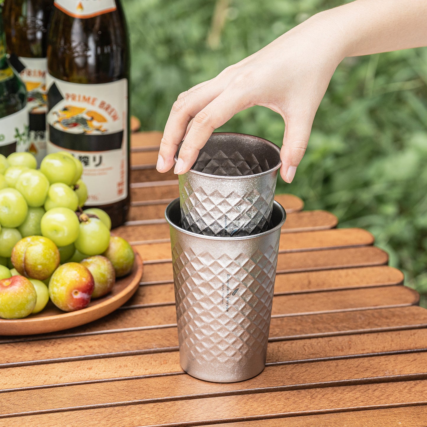 Boundless Voyage Stackable Pure Titanium Cup | Premium Reusable Drinkware for Beer & Juice, Perfect for Home, Party & Outdoor Camping Ti3047D/Ti3048D
