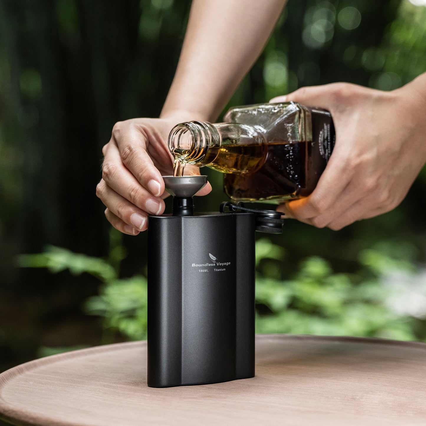 Boundless Voyage Titanium Hip Flask 180ml / 240ml Rust-Free Ultralight Small Liquor Flask Bottle for Whiskey Vodka Wine Outdoor Portable Travel Outdoor Ti3071D / Ti3072D/ Ti3073D