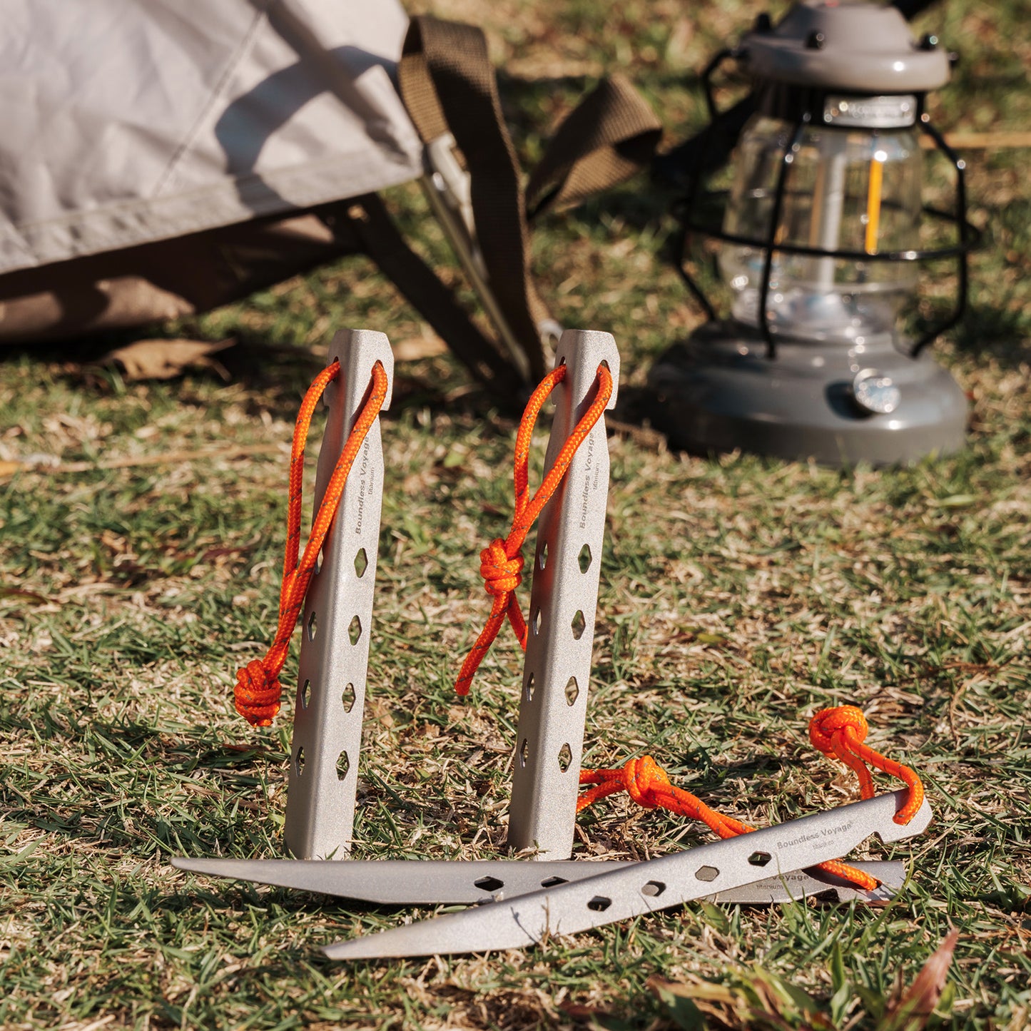 Boundless Voyage 16.5cm V-Shape Pure Titanium Tent Stakes | Ultralight Heavy Duty Ground Pegs, Outdoor Camping Accessories, 6Pcs & 8Pcs Optional Packs Ti4007P