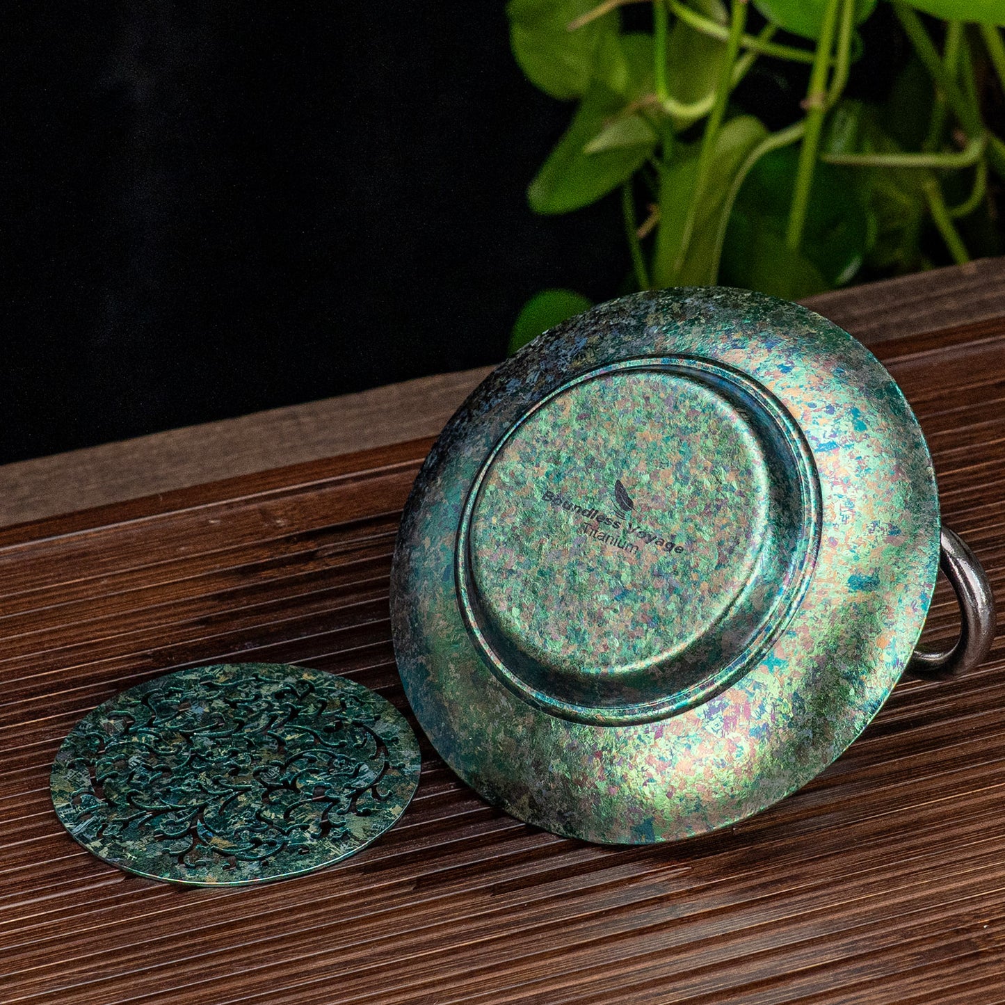Boundless Voyage Titanium Tea Tray, Hollow Out Detachable Heat Insulation Anti-scald, Multipurpose Water Storage Drain Tray for Kung Fu Tea Home Kitchen Office Camping Ti3201D