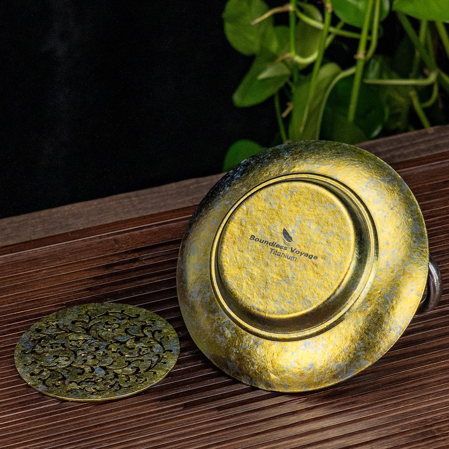 Boundless Voyage Titanium Tea Tray, Hollow Out Detachable Heat Insulation Anti-scald, Multipurpose Water Storage Drain Tray for Kung Fu Tea Home Kitchen Office Camping Ti3201D