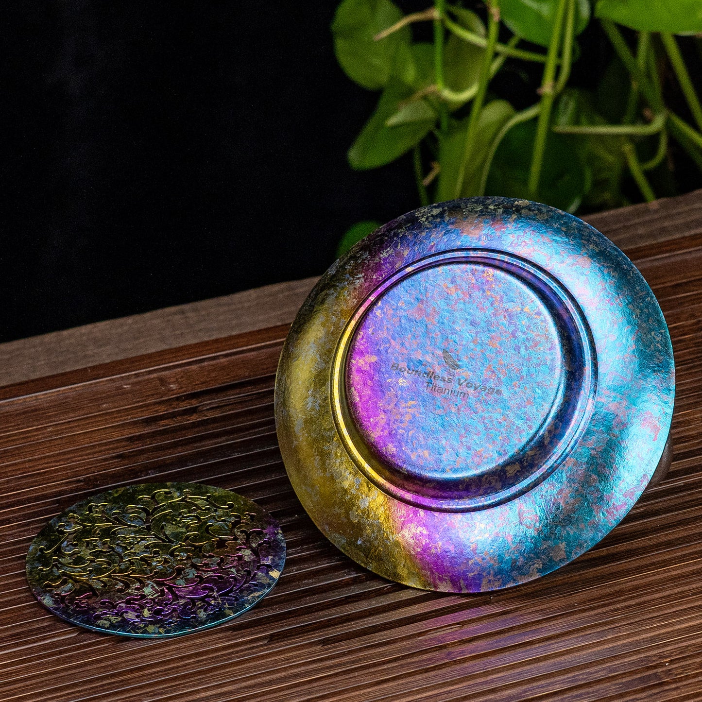 Boundless Voyage Titanium Tea Tray, Hollow Out Detachable Heat Insulation Anti-scald, Multipurpose Water Storage Drain Tray for Kung Fu Tea Home Kitchen Office Camping Ti3201D