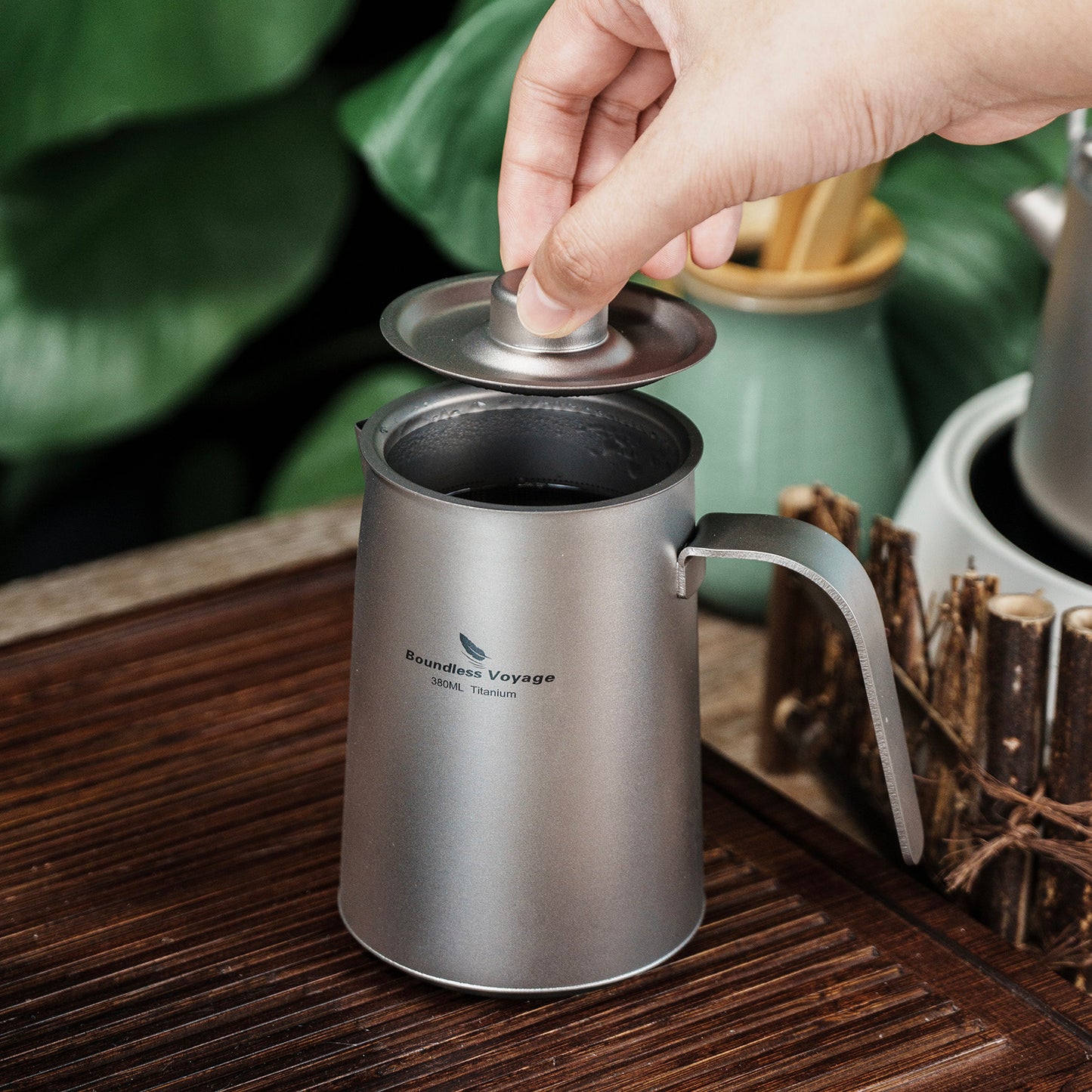 Boundless Voyage Ultralight Titanium Camping Tea Set, Portable Travel Drinkware for Picnic Hiking Home Use Ti3116D