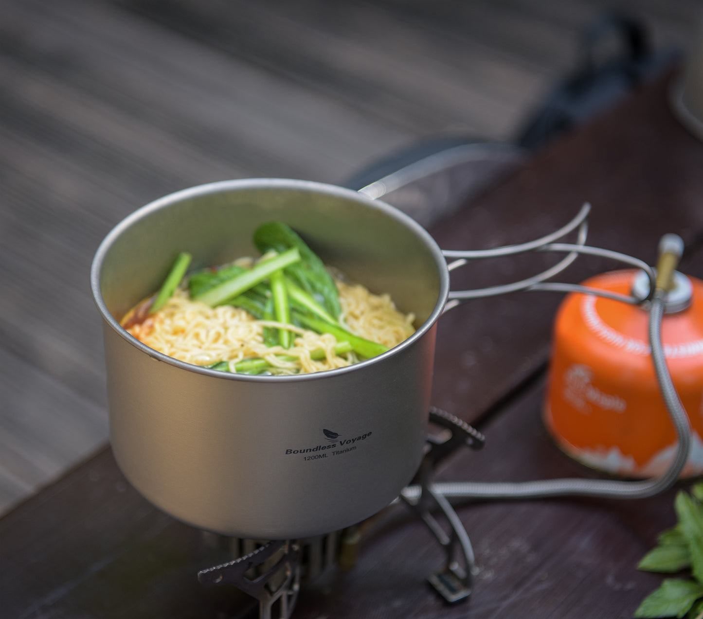 Boundless Voyage Outdoor Titanium Pot with Pan Set, Collapsible Folding Handle Portable Cookware for Camping Hiking Backpacking Cooking Ti2110C