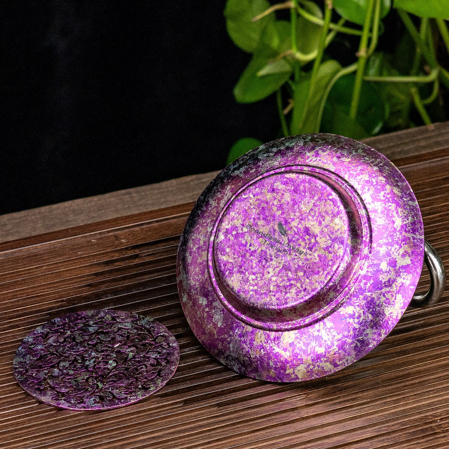 Boundless Voyage Titanium Tea Tray, Hollow Out Detachable Heat Insulation Anti-scald, Multipurpose Water Storage Drain Tray for Kung Fu Tea Home Kitchen Office Camping Ti3201D
