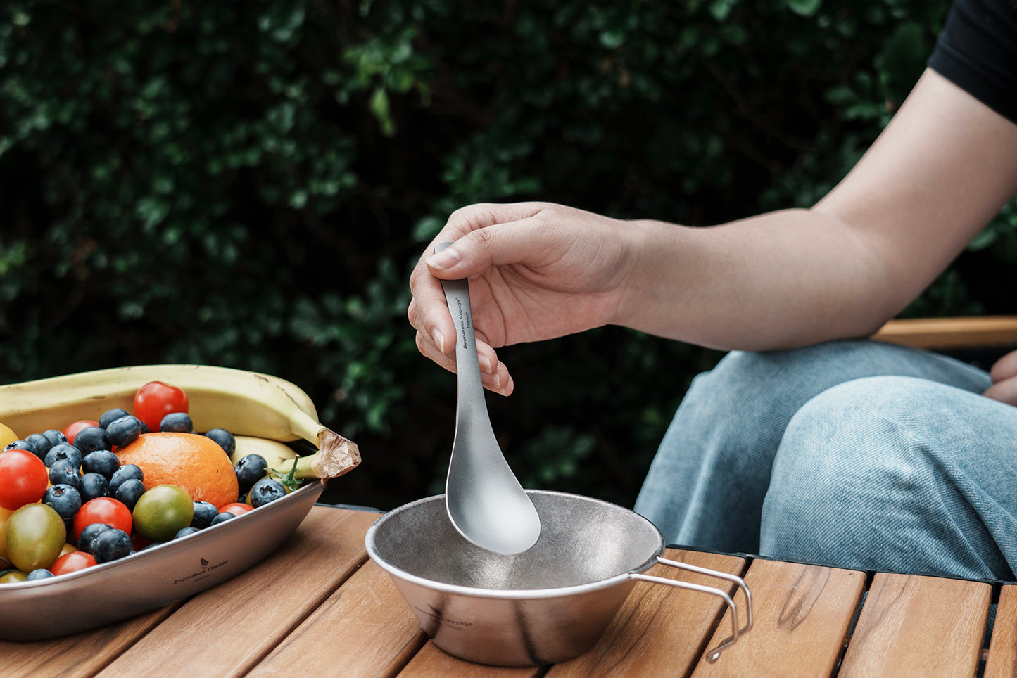 Boundless Voyage Titanium Soup Spoon 155mm One-Piece Ultralight Camping Cutlery for Outdoor Home Ti1067T