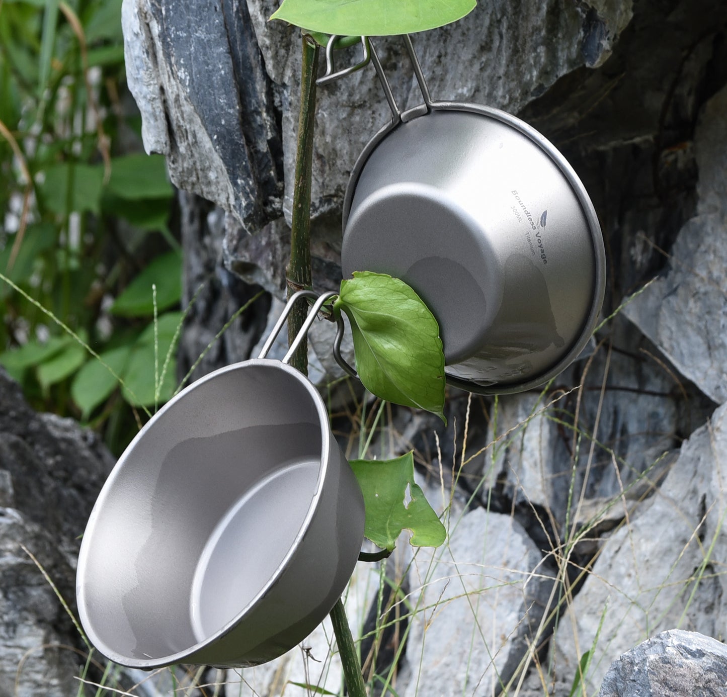 Boundless Voyage Sandblasted Pure Titanium Sierra Cup Bowl with Handle 300ml / 450ml | Portable Outdoor Mug Cookware Tableware for Camping & Hiking Ti1090T-Ti1092T