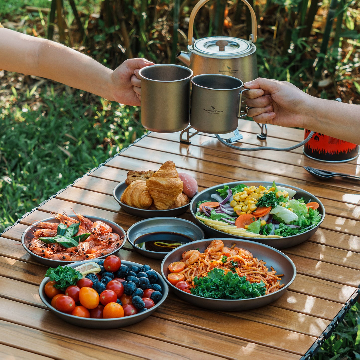 Boundless Voyage Titanium Plates Dishes Saucer Outdoor Camping Home Food Tray Portable Durable Tableware Stackable Serving Plates Ti1141T