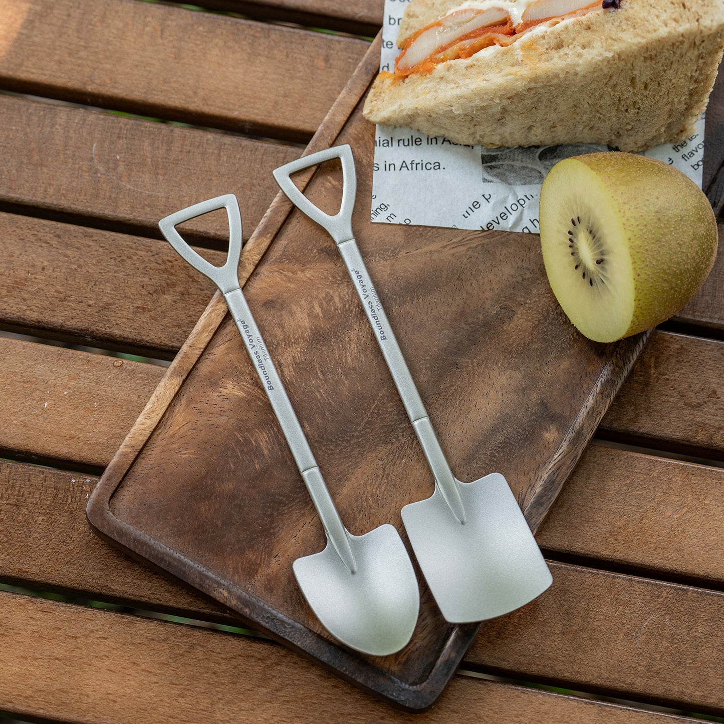Boundless Voyage Mini Shovel-Shaped Titanium Spoon, Lightweight Durable Cute Dessert Ice Cream Fruit Spoon for Camping Home Tableware  Ti1131T