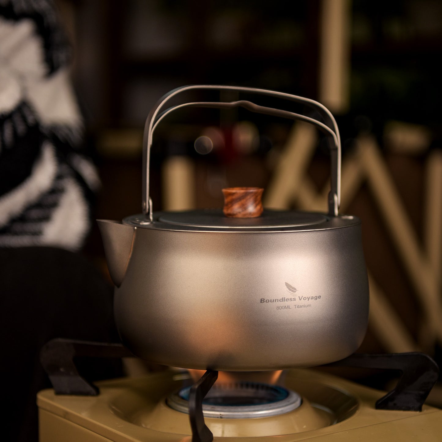 Boundless Voyage 800ml Pure Titanium Camping Kettle | Durable Lightweight Teapot with Foldable Handle for Backpacking, Hiking, Coffee and Tea Ti3131D