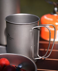 Boundless Voyage Pure Titanium Cup with Flat Lid | Ultralight Portable Coffee Tea Wine Mug, Outdoor Tableware for Backpacking Hiking Camping Picnic Ti3049D