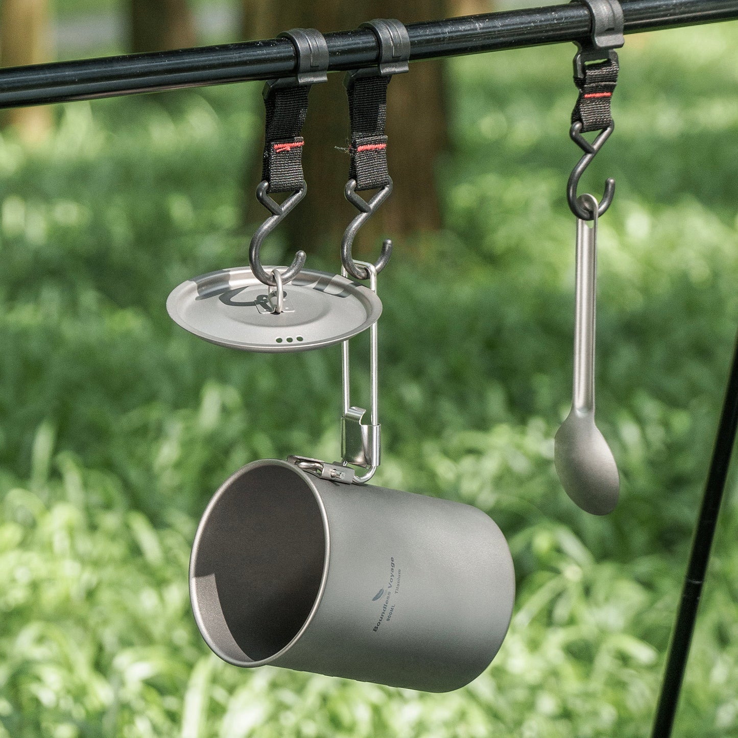 Boundless Voyage Outdoor Camping Titanium Pot Bowl Cup with Lid Folding Handle Hiking Picnic Water Rice Food 900ml Ti2040C