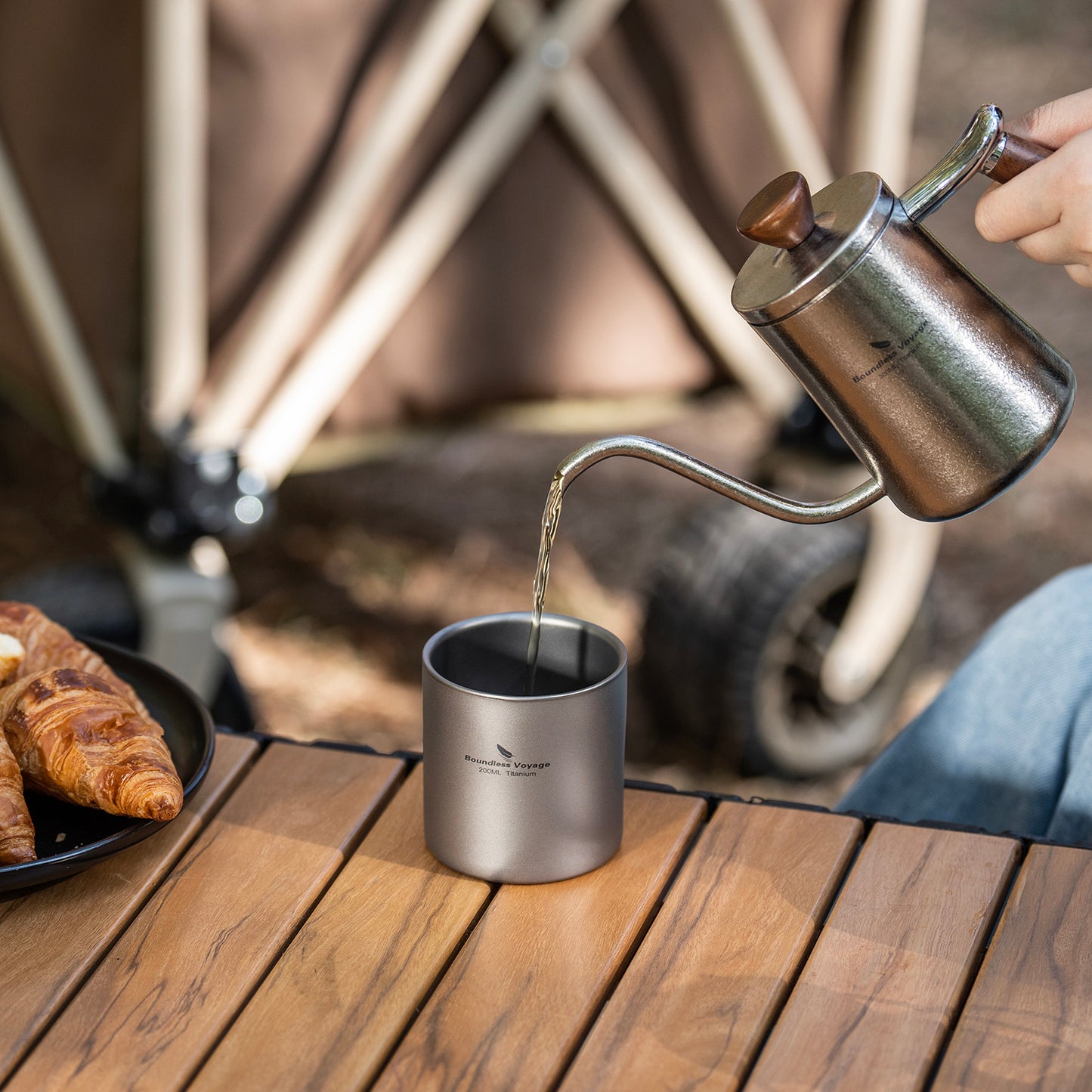 Boundless Voyage Stackable Double Walled Pure Titanium Cup |120ml/200ml/300ml/400ml Ultralight Durable Coffee & Tea Mug, Portable Drinkware for Outdoor Camping & Daily Home Use Ti3240D-Ti3245D