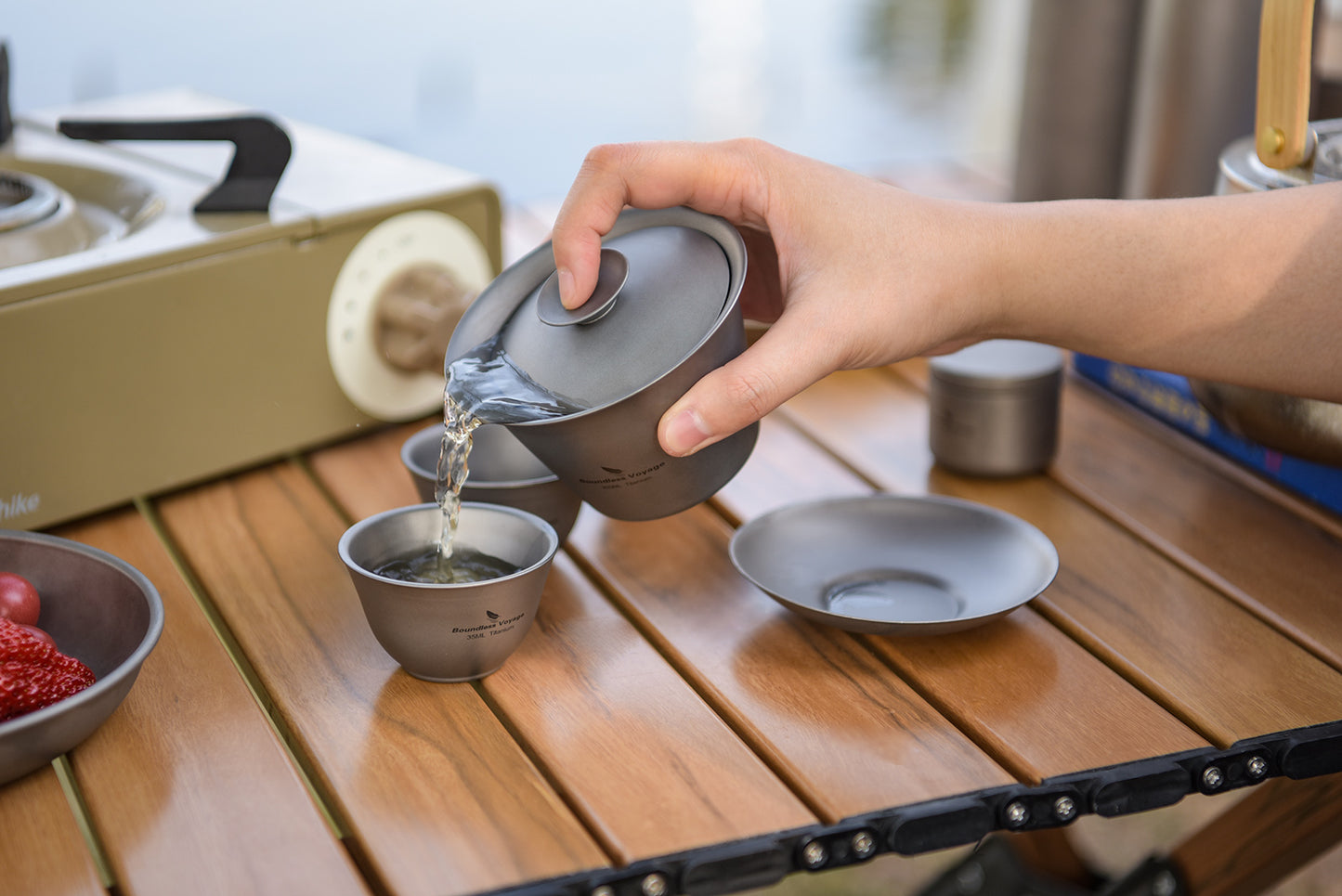 Boundless Voyage 35ml Double-Wall Titanium Sake Cup & Kung Fu Tea Cup, Portable Mini Mug for Camping, Picnic & Daily Home Use Ti3205D
