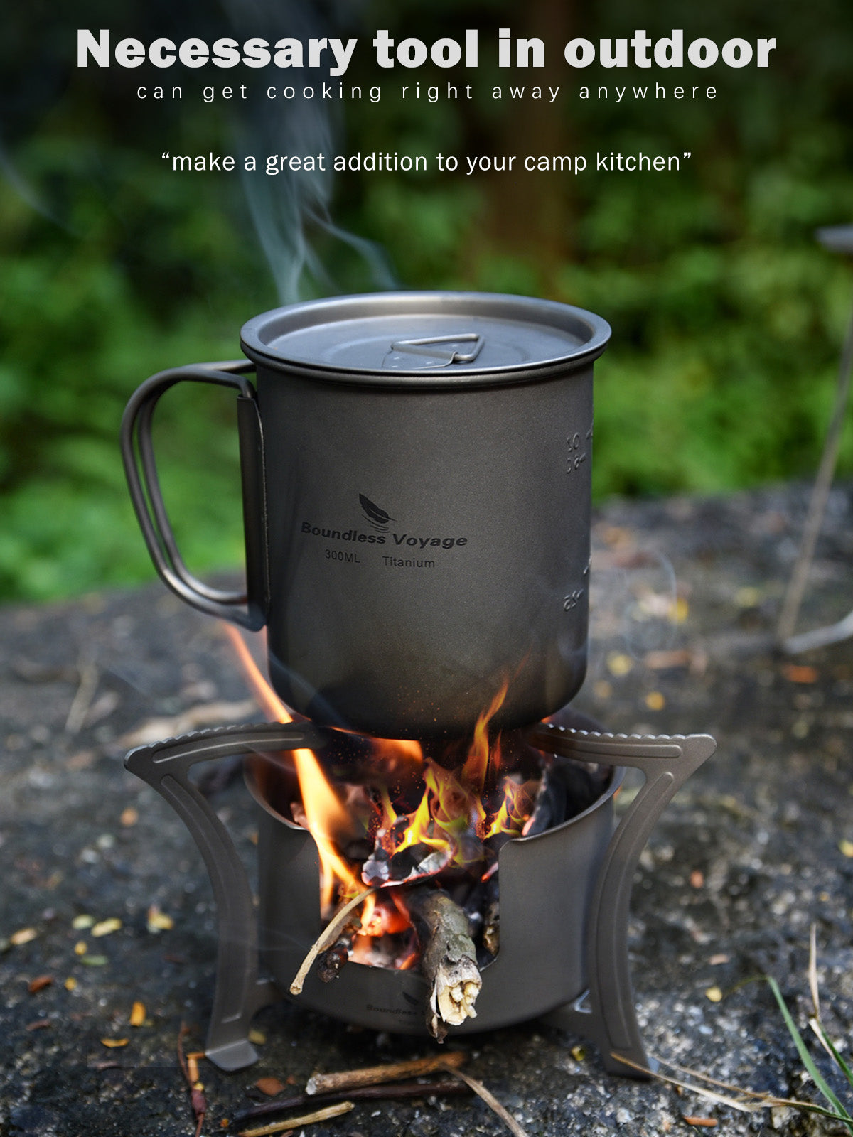 Boundless Voyage Camping Titanium Alcohol Spirit Stove with Pot Stand Outdoor Hiking Backpacking Mini Wood Furnace Burner Ti2013C