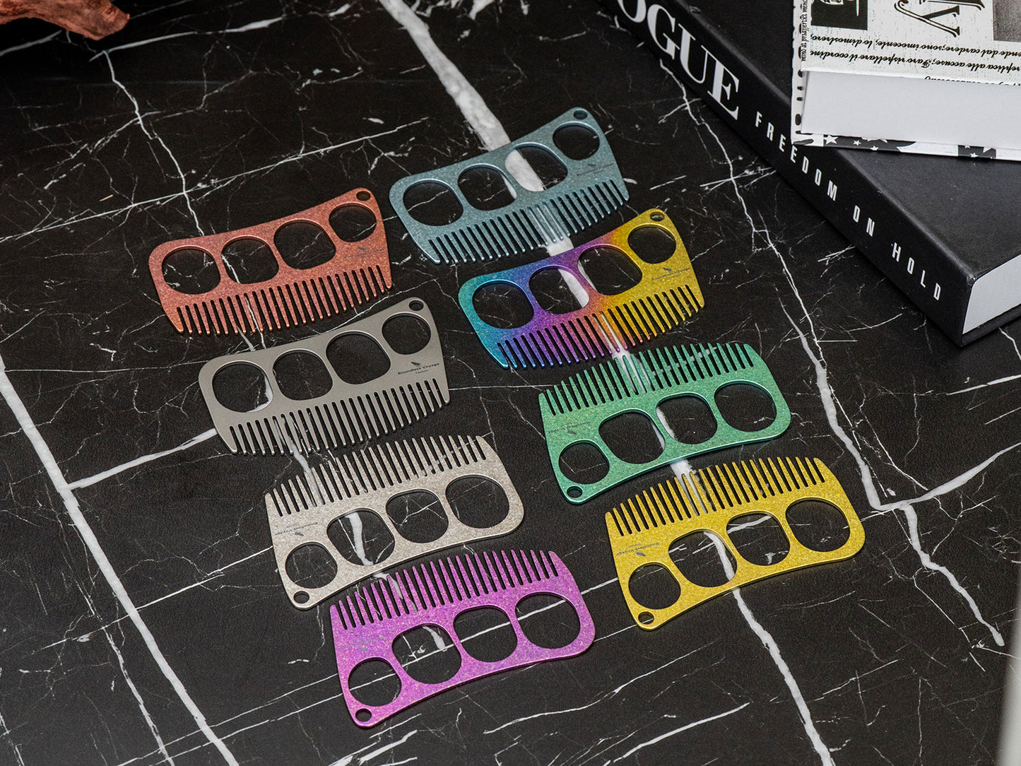 Boundless Voyage Titanium Crescent Comb, Unisex Hair & Beard Grooming Comb for Household Daily Use and Travel Carry