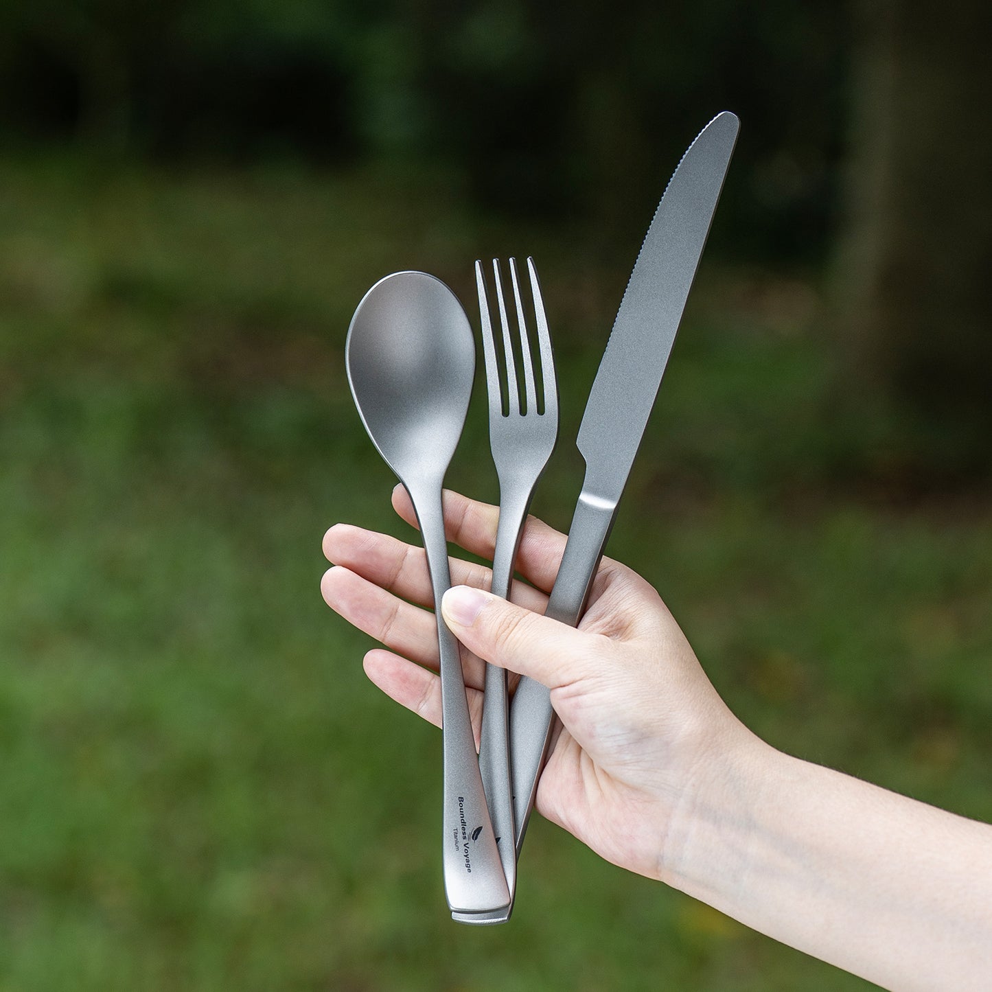 Boundless Voyage Titanium Camping Tableware Utility Cutlery Set Knife Fork Spoon Set for Home Travel Ti1055A