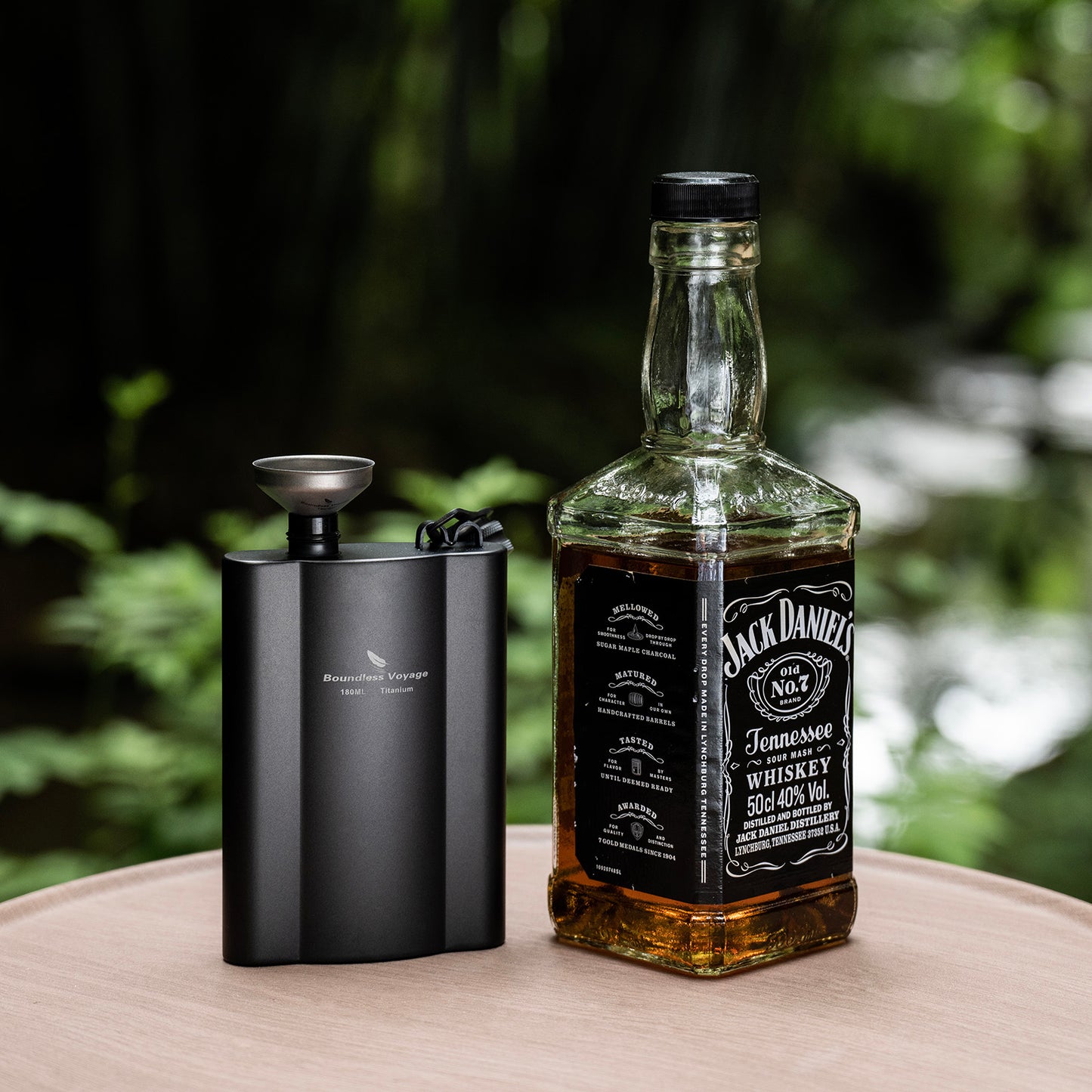 Boundless Voyage Titanium Hip Flask 180ml / 240ml Rust-Free Ultralight Small Liquor Flask Bottle for Whiskey Vodka Wine Outdoor Portable Travel Outdoor Ti3071D / Ti3072D/ Ti3073D