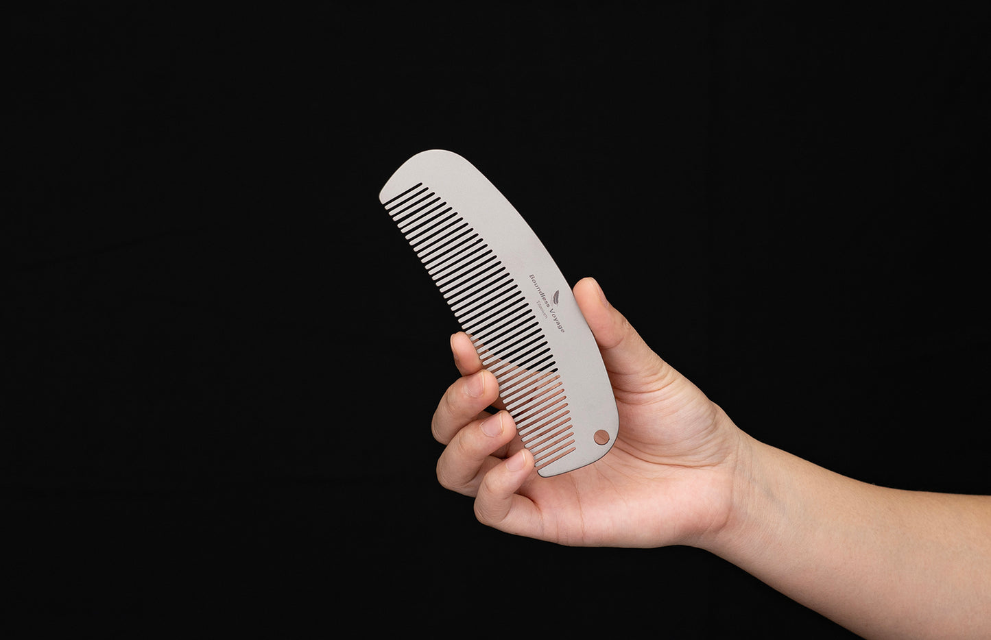 Boundless Voyage Titanium Crescent Comb, Unisex Hair & Beard Styling Comb for Daily Home Use and Travel Carry Ti9011B