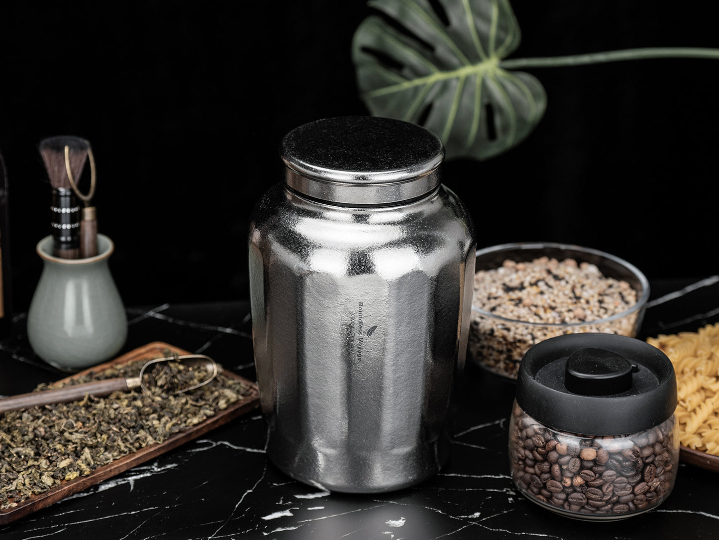 Boundless Voyage 3000ML Pure Titanium Airtight Storage Canister, Large Capacity Sealed Tea Coffee Container, Lightweight Food Storage Jar for Grains Nuts, Home & Camping Use Ti3212A