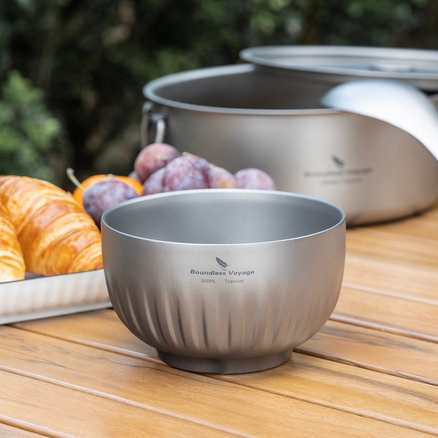 Boundless Voyage Double Walled Pure Titanium Bowl 350ml / 500ml | Ultralight Portable Metal Tableware for Oatmeal, Rice, Soup, Camping & Outdoor Use Ti1164T-Ti1166T
