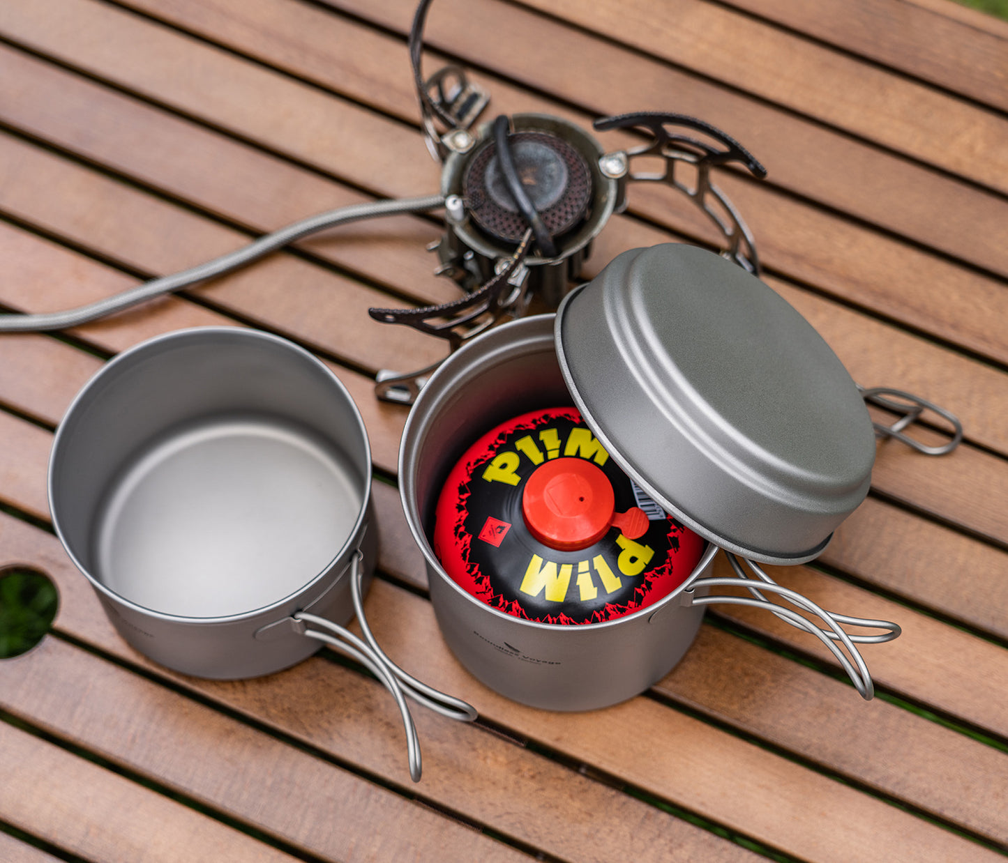 Boundless Voyage Titanium Camping Pots & Pans Set Foldable Handle, 500ml 900ml 1080ml Ultralight Cookware Kit for 1-2 Person Hiking Picnic Ti2034C/Ti2035C/Ti2036C