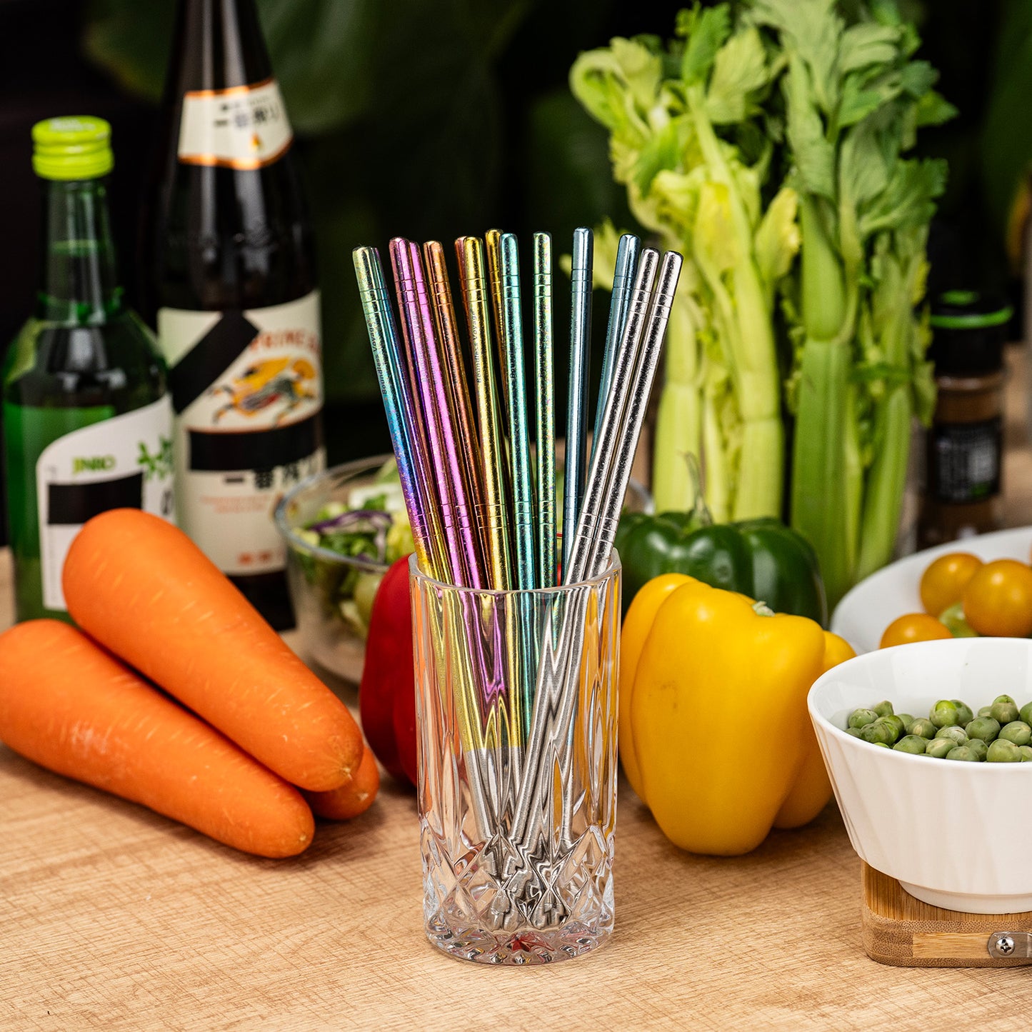 Boundless Voyage 8 Pairs Colorful Pure Titanium Chopsticks | Ultralight Non-Slip Reusable Tableware for Rice, Noodles, Tofu & Meatballs, Camping, Hiking & Daily Home Use Ti1006T