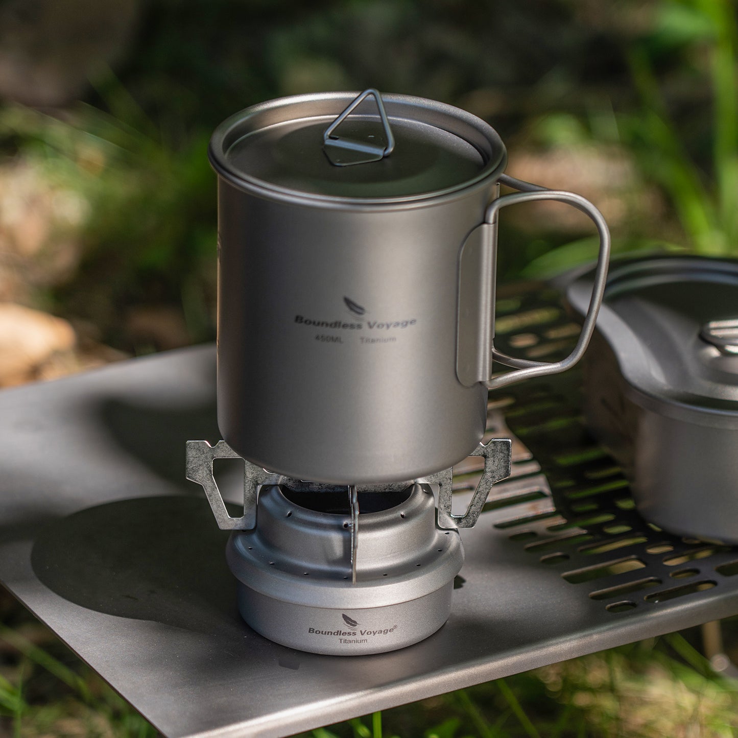 Boundless Voyage Mini Titanium Alcohol Spirit Stove | Ultralight Portable Camping Alcohol Burner, Outdoor Cooker for Backpacking Picnic Travel Ti2001C