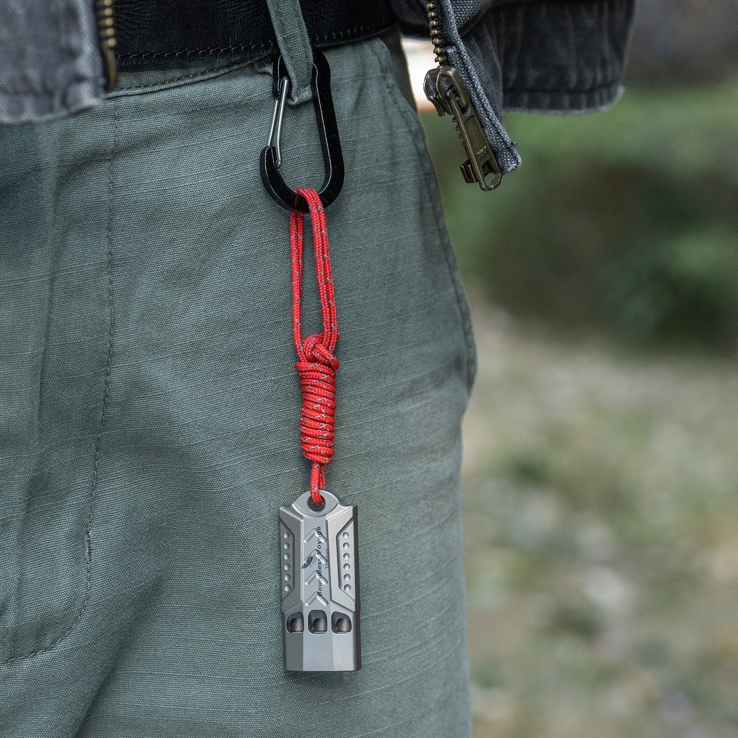 Boundless Voyage Titanium Whistle Emergency Survival Safety Whistles with Lanyard Loud for Outdoor Camping Hiking Coaches Training Sports Keychain Whistle Ti9022O