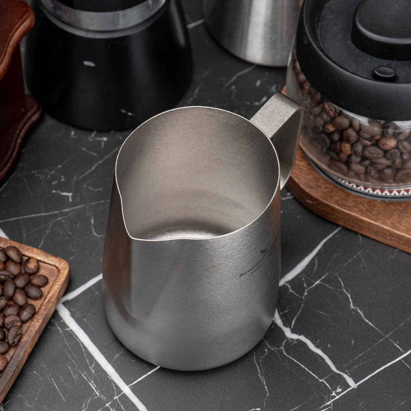 Boundless Voyage 600ml Pure Titanium Milk Frothing Pitcher, Espresso Steam Jug with Round Spout, Barista Latte Art Coffee Cup Ti3239D