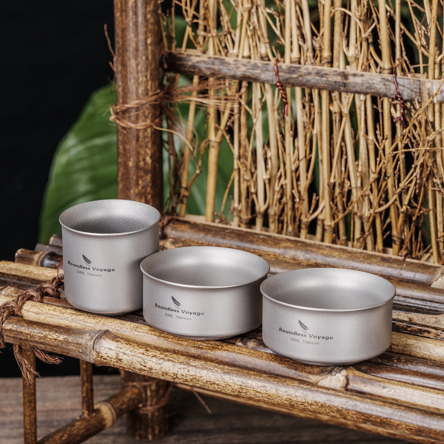 Boundless Voyage Titanium Double-Wall Tea Cup 30ml Gongfu Anti-Scald Coating-Free, Single or Set Ti3146D Ti3147D Ti3148D